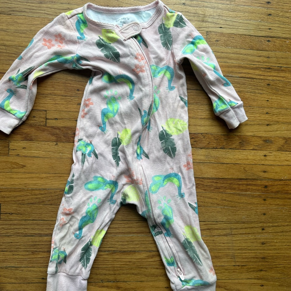 Carter’s baby pajamas onesie footie peacock 9 months